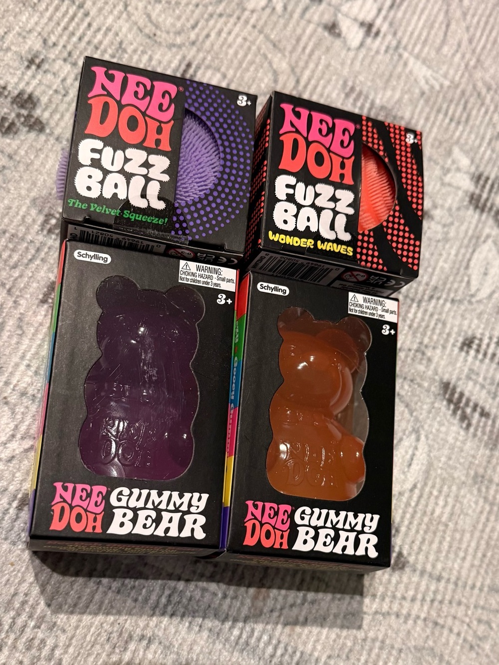 NeeDoh Fuzz Ball & Gummy Bear Sensory Toy Pack - Purple and Orange